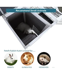 Streamdale Furniture Two-Tier Wooden Rabbit Cage with Runway and Leak-Proof Tray