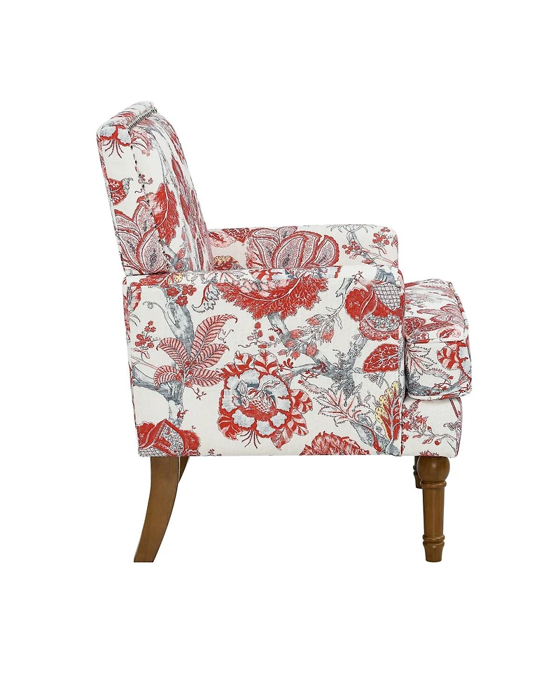 Streamdale Furniture Floral Upholstered Armchair with Nailhead Trim and Wood Legs