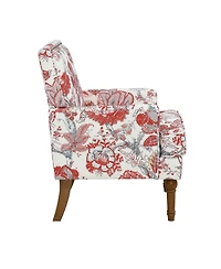 Streamdale Furniture Floral Upholstered Armchair with Nailhead Trim and Wood Legs