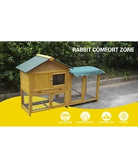 Streamdale Furniture Rabbit Hutch Indoor/Outdoor Bunny Cage with Run and Leak-Proof Tray