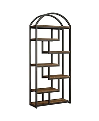 Slickblue Open Shelf Industrial Bookcase with Arched Design for Home Storage