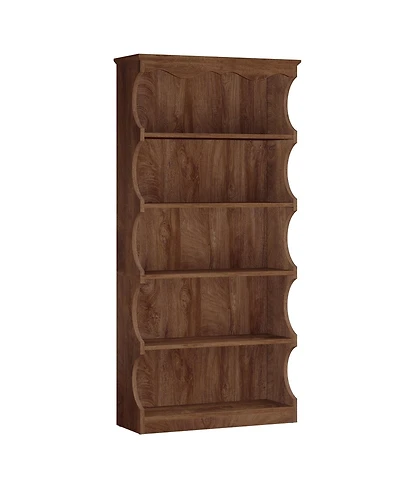 Slickblue Vintage 5-Tier Bookshelf with Unique Curved Shelves for Home Storage