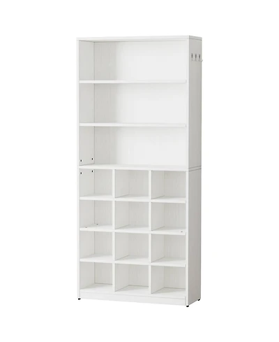 Slickblue Freestanding Shoe Cabinet Holds 24 Pairs with Side Hooks