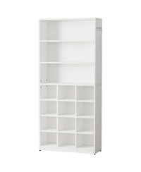 Slickblue Freestanding Shoe Cabinet Holds 24 Pairs with Side Hooks