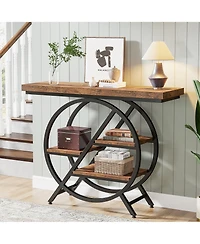 Slickblue 39.3" 4-Tier Console Table with Geometric Metal Frame