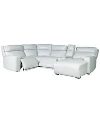 Zackary 5-Piece Leather Chaise Sectional with 2 Power Motion & Console, Macy's Exclusive