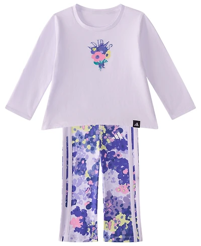 adidas Baby Girls' Long-Sleeve T-Shirt and Pants, 2-Piece Set