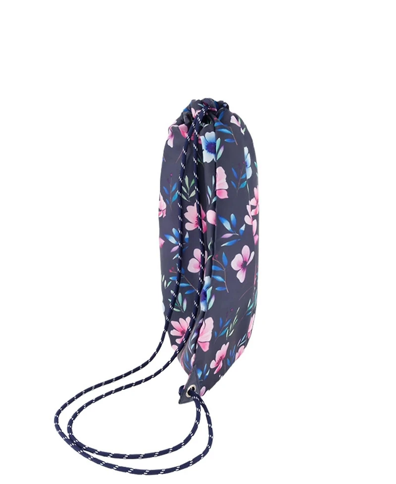 Deux par Deux Little Girl Floral Practical Lightweight Everyday Drawstring Bag