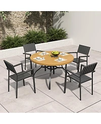 Streamdale Furniture Outdoor Patio Dining Set: Round Table and Stacking Metal Chairs