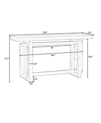 Rainsken 59" Contemporary Minimalist Console Table, with Thick Pine Wood Legs, Unique Triple Rectangle Design, for Hallway Entrance Foyer
