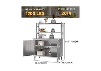 Aecojoy Stainless Steel Table with Cabinet 40"x20" Prep Table for Commercial Kitchen Countertop
