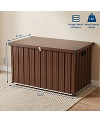 gaomon Deck Box 160 Gallon Waterproof Patio Storage Container, Metal Outdoor Storage Box with 0.6 mm Galvanized Steel and 0.3 mm Coated Steel Panels