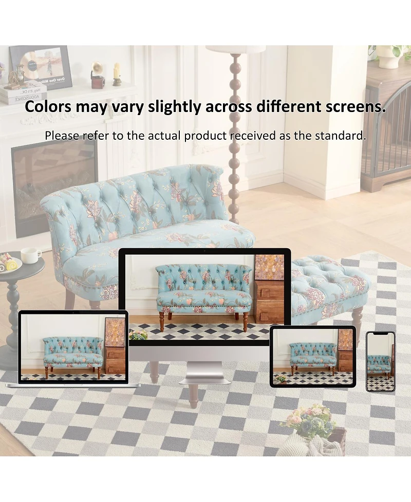 Streamdale Furniture Tufted Floral Accent Chair with Turned Wood Legs