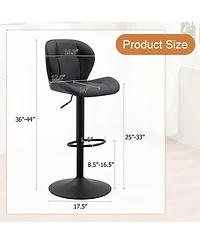 Rainsken Modern Bar Stools Set of 2, Faux Pu Leather Upholstered, Adjustable Swivel Barstools, for Kitchen Island,
