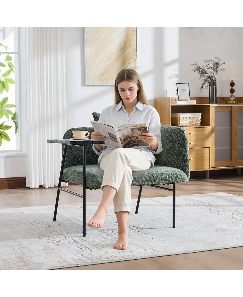 Streamdale Furniture Modern Upholstered Lounge Chair with Side Table and Storage Pockets