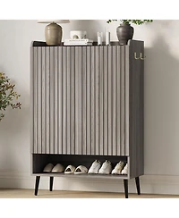 homfan Large Shoe Cabinet with Doors, 6 Tier Storage Adjustable Shelves, Freestanding Rack Organizer