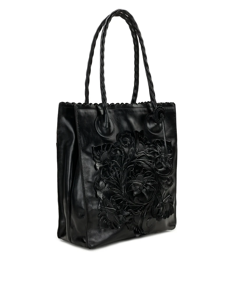 Patricia Nash Cavo Tooled Applique Leather Mini Tote Handbag