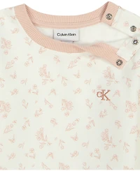 Calvin Klein Baby Girls' Printed Sweatshirt and Jogger Pants, 2-Piece Set