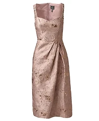 Adrianna Papell Women's Metallic Jacquard Sweetheart Neck Midi Dress