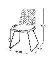 Clihome 2-Pack Outdoor Dining Chairs Pe Rattan and Metal Patio Chairs