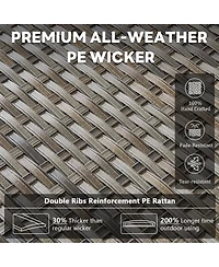 Pocassy Outdoor Couch Patio Furniture - Wicker Sofa 3-Seat Rattan Gray with Wide Armest and Olefin Cushions