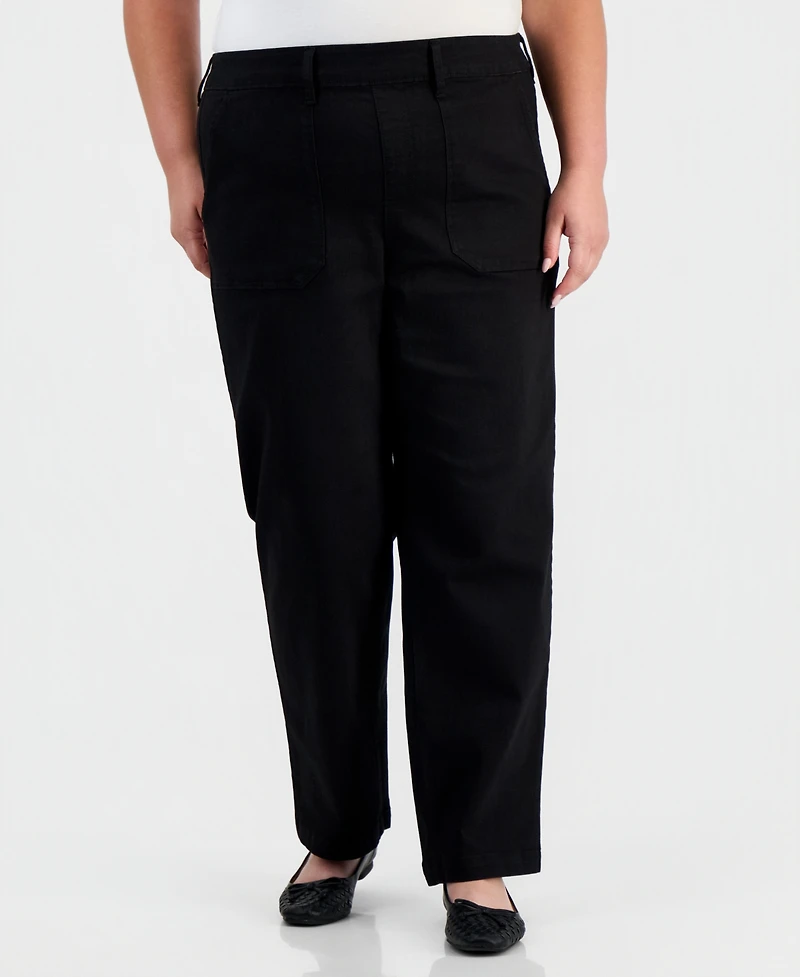Style & Co Plus High-Rise Pull-On Utility Jeans, Macy's Exclusive