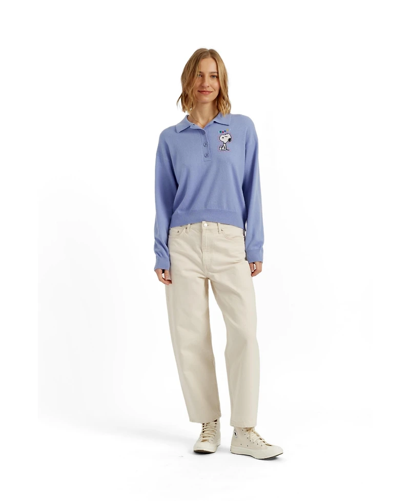 Chinti & Parker Women's Wool-Cashmere Snoopy Polo Sweater