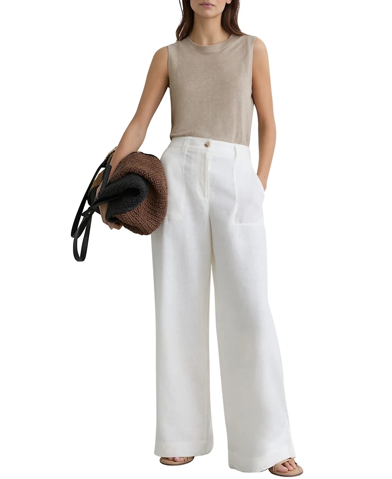 Reiss Women's Amy Crew Neck Linen Top