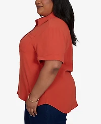 Hearts Of Palm Plus Solid Henley Popover Top