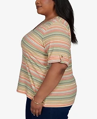 Hearts Of Palm Plus Printed Short-Sleeve Top