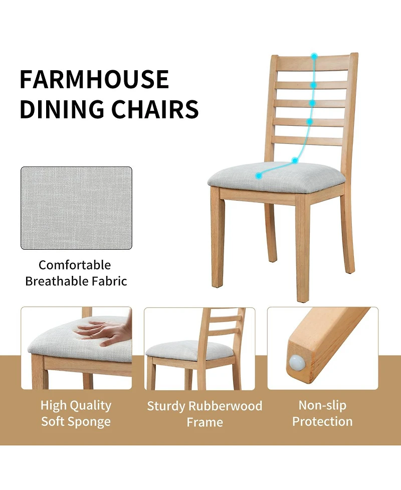 Streamdale Furniture 4 Piece Farmhouse Upholstered Ladder Back Dining Chairs Set
