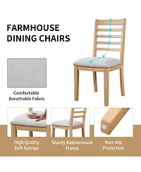 Streamdale Furniture 4 Piece Farmhouse Upholstered Ladder Back Dining Chairs Set
