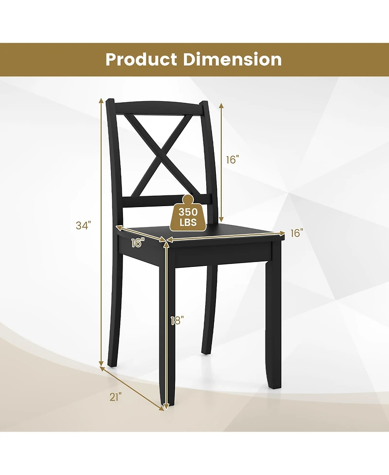 Gymax Dining Chair Set of 4 Kitchen Side Chairs With Rubber Wood Legs and Cross Back