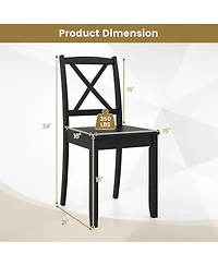 Gymax Dining Chair Set of 4 Kitchen Side Chairs With Rubber Wood Legs and Cross Back