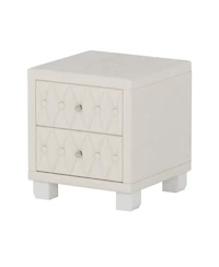 Rainsken Velvet Nightstand With 2 Storage Drawers, Modern Bedside Table With Diamond Tufted Design And Crystal Knobs For Bedroom, Living Room