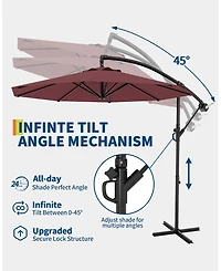 gaomon 10Feet Hanging Cantilever Offset Patio Umbrella For Backyard, Lawn, Garden