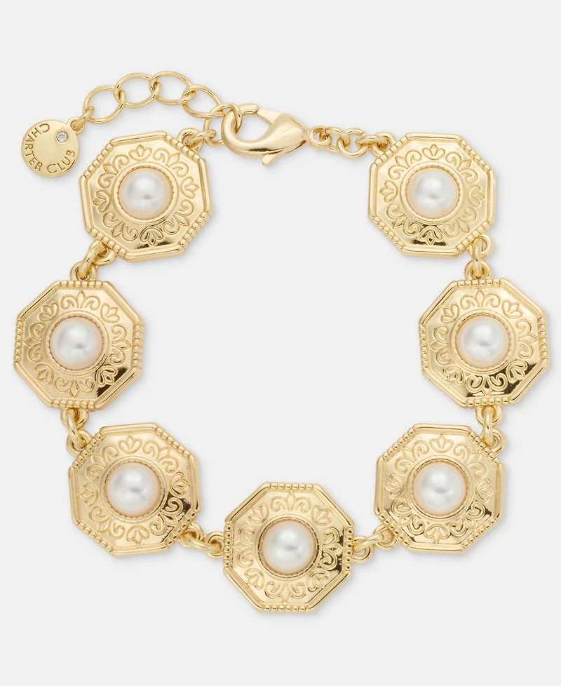 Charter Club Gold-Tone Faux-Pearl Flex Bracelet, Macy's Exclusive
