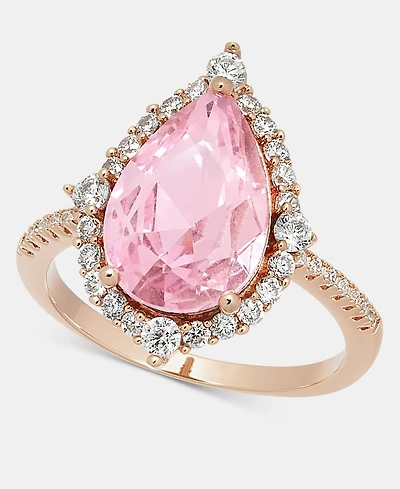 Charter Club Pink Crystal Pear Halo Ring, Macy's Exclusive
