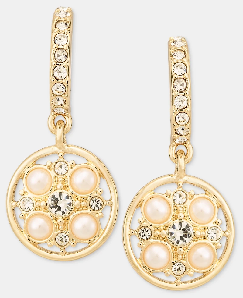 Charter Club Faux Pearl and Glass Drop Hoop Drop Earrings, Macy's Exclusive