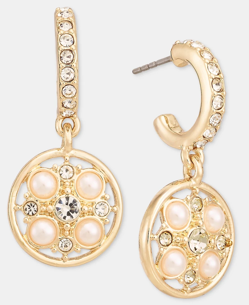 Charter Club Faux Pearl and Glass Drop Hoop Drop Earrings, Macy's Exclusive