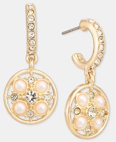 Charter Club Faux Pearl and Glass Drop Hoop Drop Earrings, Macy's Exclusive