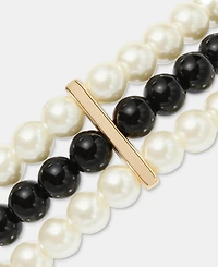 Charter Club Glass and Faux Pearl Three-Row Stretch Bracelet, Macy's Exclusive