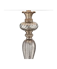 Regency Hill Traditional Table Lamp with Usb Charging Port 32.75" Tall Mercury Glass Drum Shade for Living Room Bedroom House Bedside