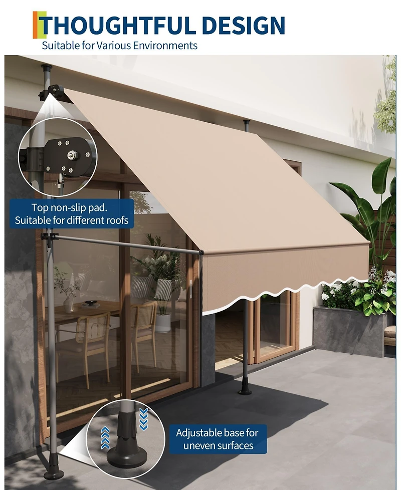 gaomon Outdoor Sunshade Shelter, Manual Patio Retractable Awning