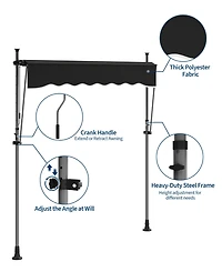 gaomon Outdoor Sunshade Shelter, Manual Patio Retractable Awning