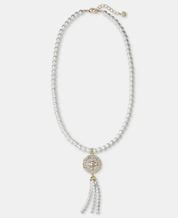 Charter Club Glass Stone and Faux Pearl Tassel Necklace, Macy's Exclusive