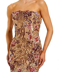 Mac Duggal Petite Floral Embellished Strapless Column Dress