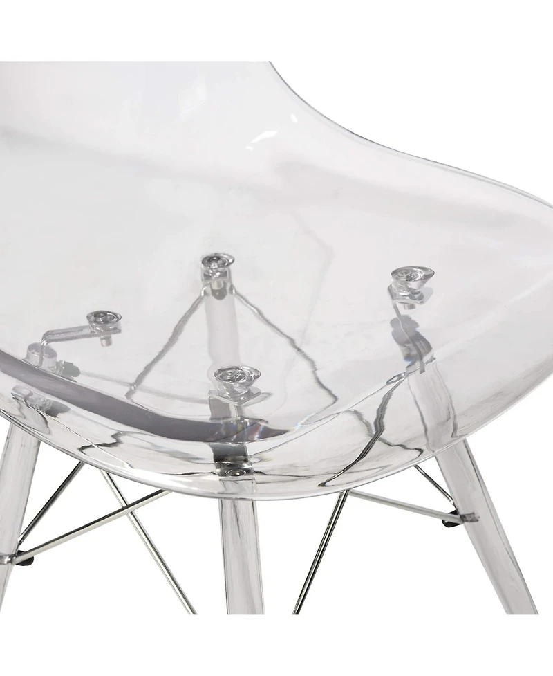 LeisureMod Cresco Modern Molded Dining Chair, Chrome-Plated Eiffel Base and Acrylic Support Legs Ergonomic Curved Seat Accent Side Chair