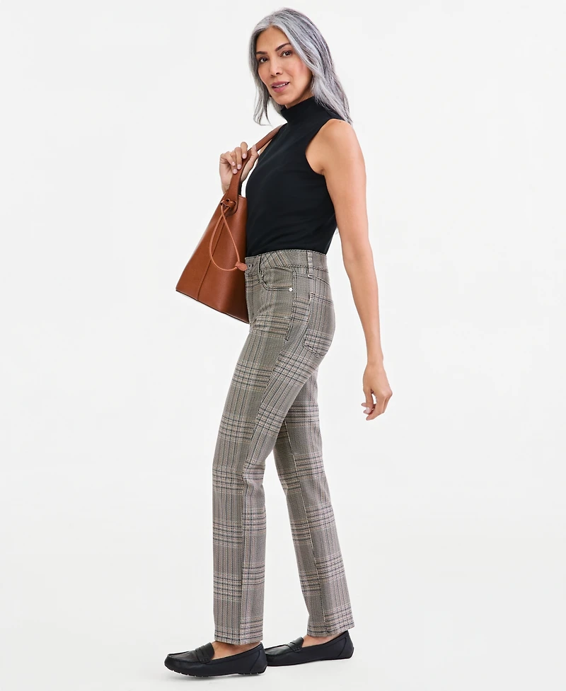 Style & Co Women's High-Rise Straight Plaid Pants, Macy's Exclusive