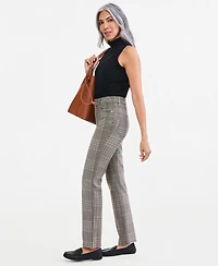 Style & Co Women's High-Rise Straight Plaid Pants, Macy's Exclusive